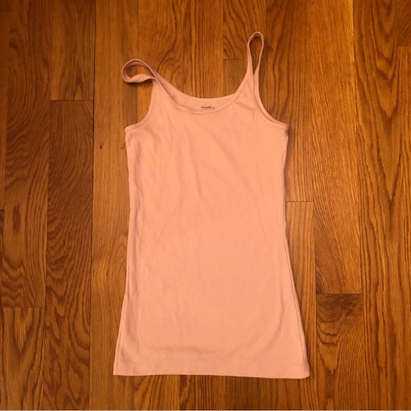 Old Navy Tops - Old Navy Fitted Cotton Stretch Pink Long Tank Top Small
